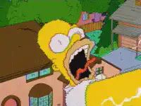 Homer Simpson screaming with lightning