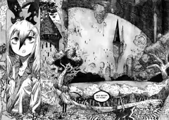 Manga girl and castle landscape with speech bubble