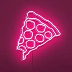 Pink Neon Pizza Slice Sign