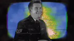 Smiling Air Force Man on Glitchy TV