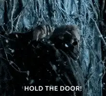 Hodor holding the door