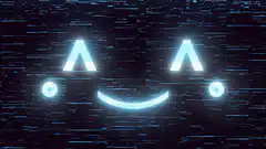 glitchy smiley face animation
