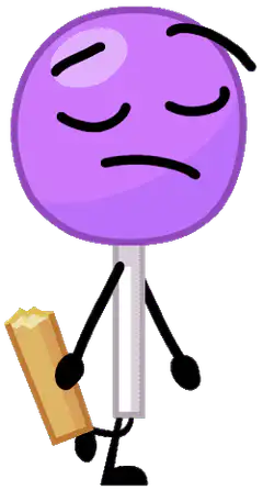 Sad purple lollipop character