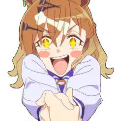 Anime girl with star eyes grabs hand
