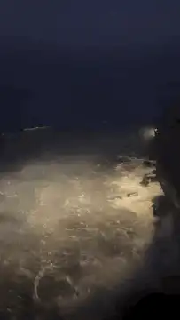 Ship wake at night