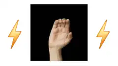 Hand gesture changes with lightning bolts