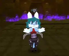 Blue furry character dancing