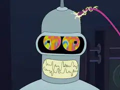 Bender with psychedelic eyes and heartbeat
