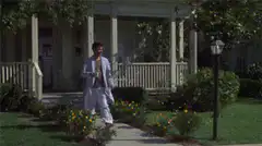 Doc Brown runs past Marty in Back to the Future