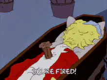 Marge Simpson wakes up in a coffin