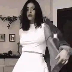Woman and man dancing in black and white