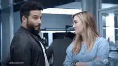 Blindspot man and woman talking