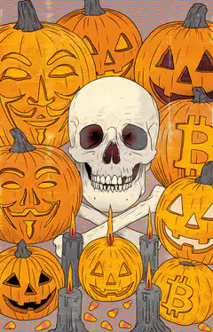 Halloween skull and pumpkins animation