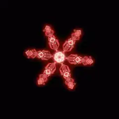 Red glowing geometric snowflake