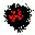Pixel art red heart in black splatter