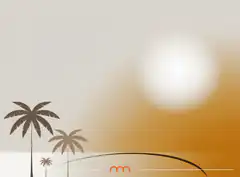 Minimalist beach sunset with palm trees