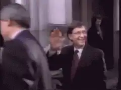 Bill Gates gets hit with a sign