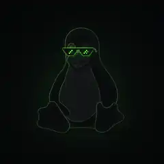 glowing tux penguin with pixel sunglasses