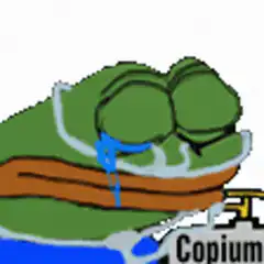 Sad Pepe drinking copium
