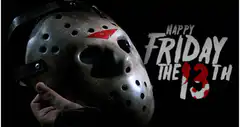 Jason Voorhees mask with Friday the 13th text