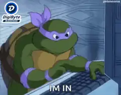 Teenage Mutant Ninja Turtle typing IM IN