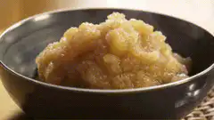 Apple logo in applesauce Think different