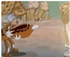 Donut character sprays whipped cream on woman