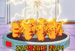 Pikachu group getting zapped