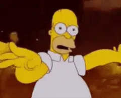 Homer Simpson melting in fire