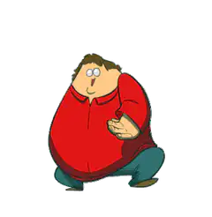 Fat character falling over