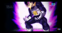 Vegeta powering up with purple aura