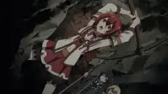 Red-haired girl tied up in anime