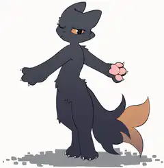 Black cat character posing