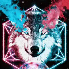 Neon Wolf with Glowing Eyes