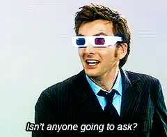David Tennant wearing 3D glasses