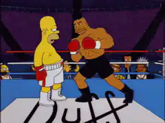 Homer Simpson vs Mike Tyson in boxing ring