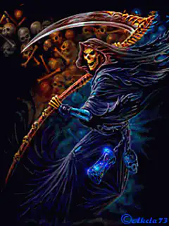 Grim Reaper with Scythe and Hourglass