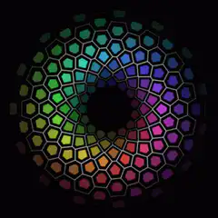 Rotating rainbow hexagon spiral