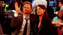 Barney and Robin dancing at a bar