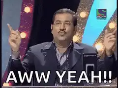 Man celebrating with AWW YEAH