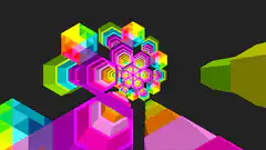 Colorful geometric shapes rotating