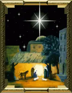 Nativity scene with shining star