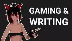 Anime girl pointing at Gaming and Writing text