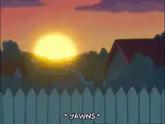 Homer Simpson yawning in the backyard