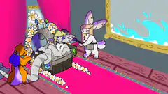 Furry characters watching a movie