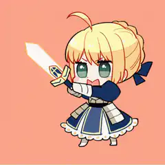 chibi saber sword swing