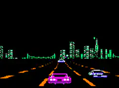 pixel art car driving at night