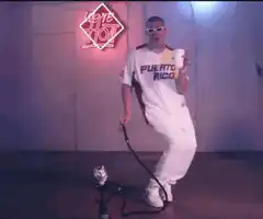 Bad Bunny dancing with a hookah