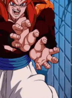 Goku fires energy beams at Broly