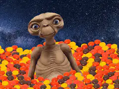 E.T. in a sea of Reese's Pieces